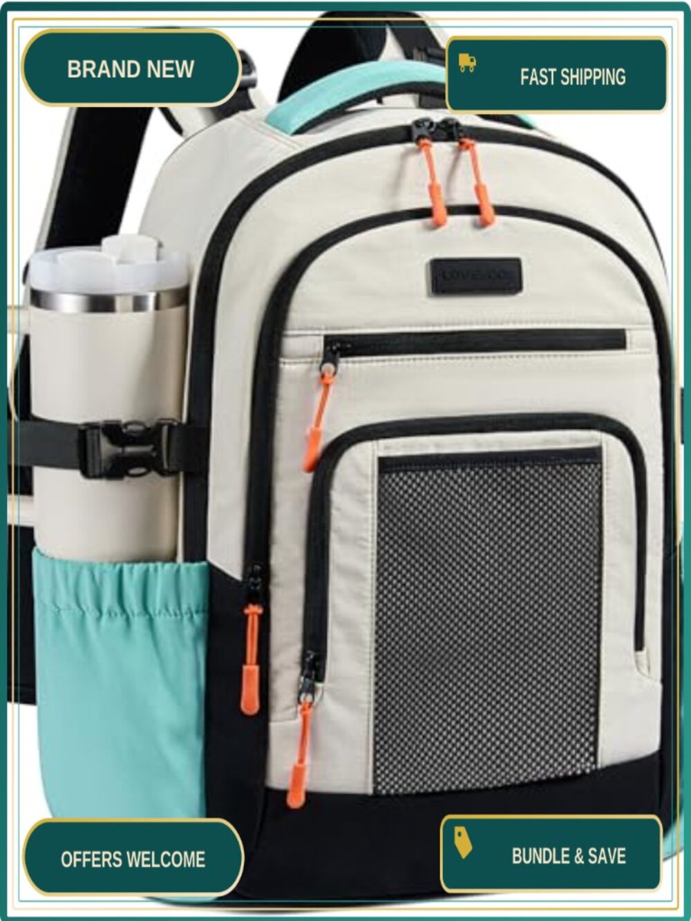 15.6 Inch Waterproof Laptop Backpack with USB, Large Capacity, Business College
